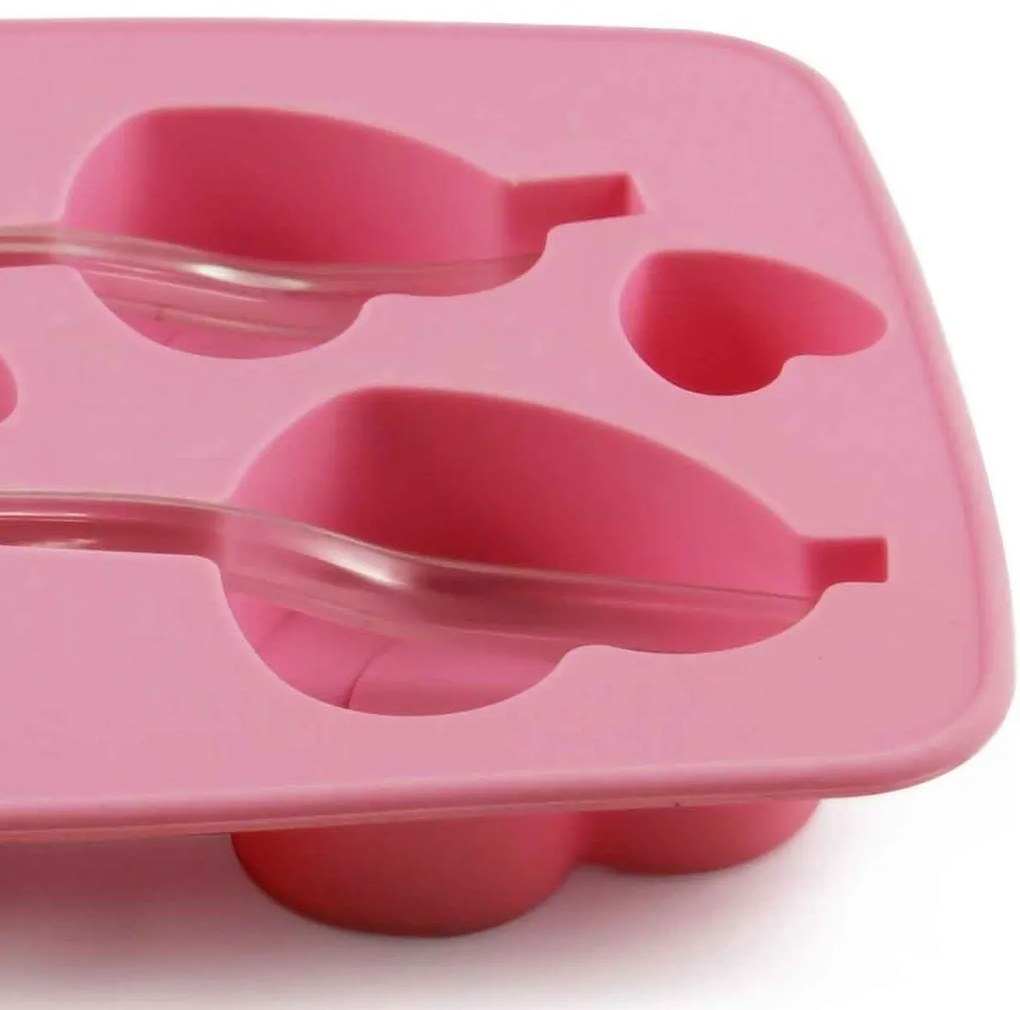 TORO Forma silikónová na ľad so slamkou, srdce, ružová