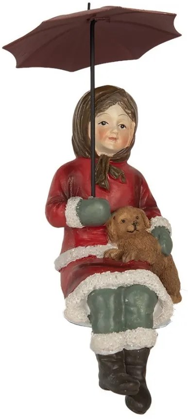 Dekorácia dievčatko so psíkom a dáždnikom - 10*7*19 cm