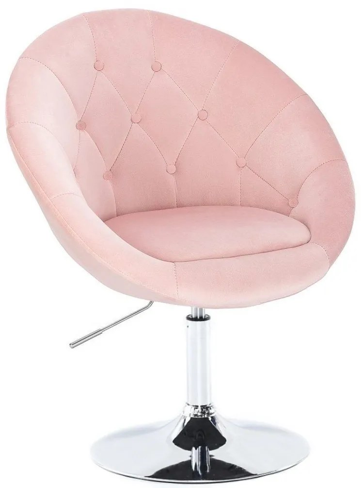 LuxuryForm DESIGN Kreslo VERA VELUR na striebornom tanieri - svetlo ružové