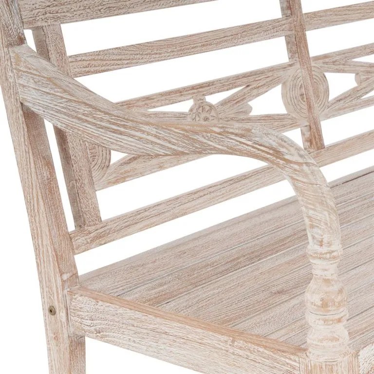 DIVERO 2-miestna lavica - 119 cm, teak, biela shabby