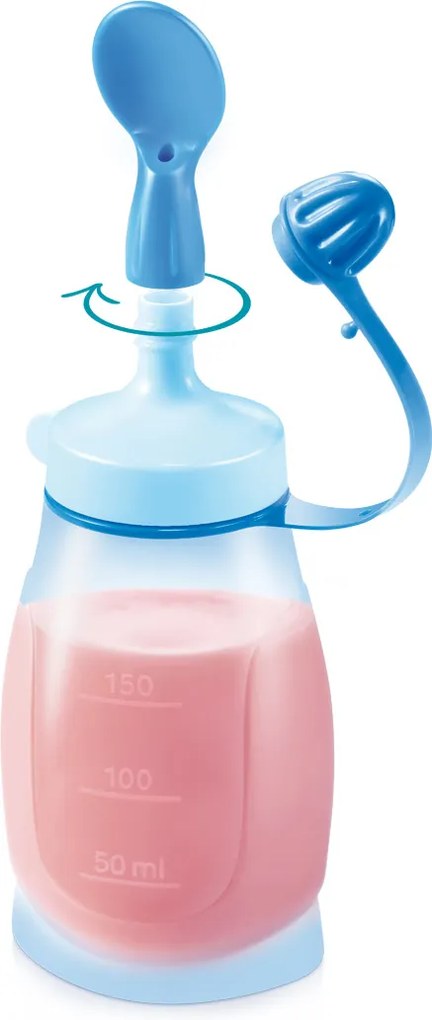 TESCOMA pružná fľaša PAPU PAPI 200 ml, s lyžičkou, modrá