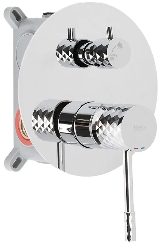 Rea Lungo Diamond, podomietkový sprchový set s dažďovou hlavovou a ručnou sprchou, chrómová, REA-P6963