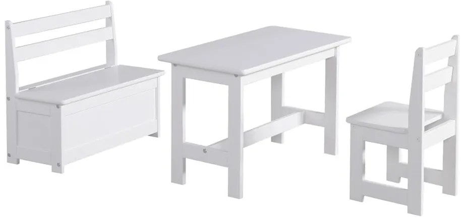 Biely detský stolček z masívneho borovicového dreva Pinio Baby