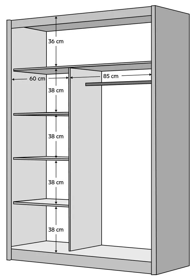 Tempo Kondela Skriňa s posuvnými dverami, biela/dub craft, 150x215 cm, LADDER