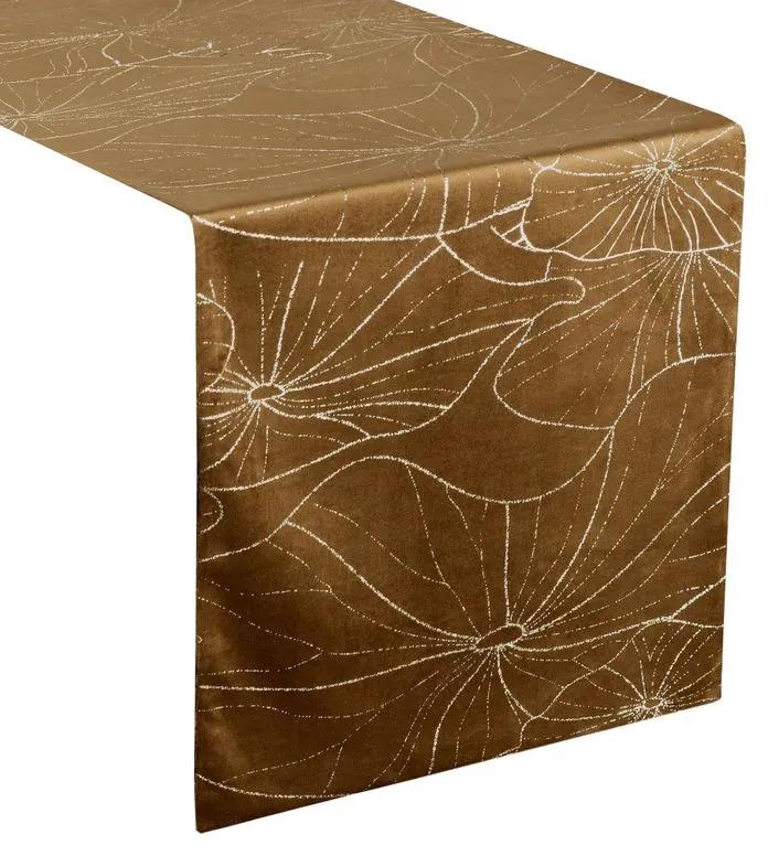 Dekorstudio Elegantný zamatový behúň na stôl BLINK 18 hnedý Rozmer behúňa (šírka x dĺžka): 35x220cm