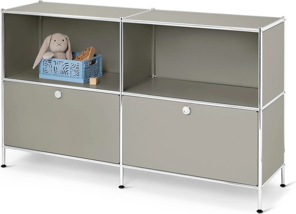 Kovová komoda »CN3 Kids« so 2 zásuvkami, svetlosivá