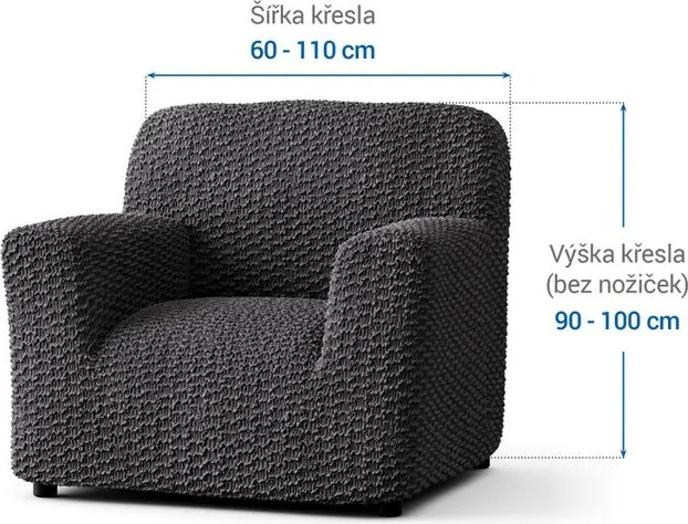 Bielastické poťahy MOSAICO tmavosivé kreslo (š. 60 - 110 cm)