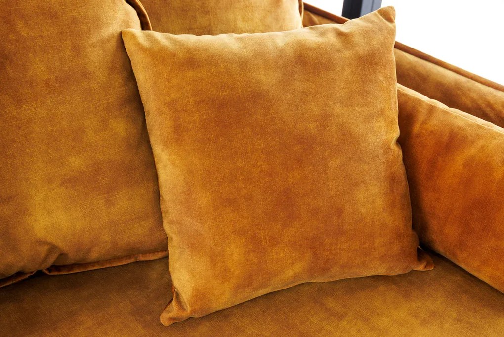 Trojmiestna pohovka HEAVEN 200 cm so zamatovým okrovým čalúnením