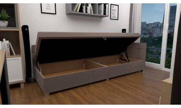 Čalúnená váľanda s univerzálnym čelom a úložným priestorom AMSTERDAM 90x200 cm béžová