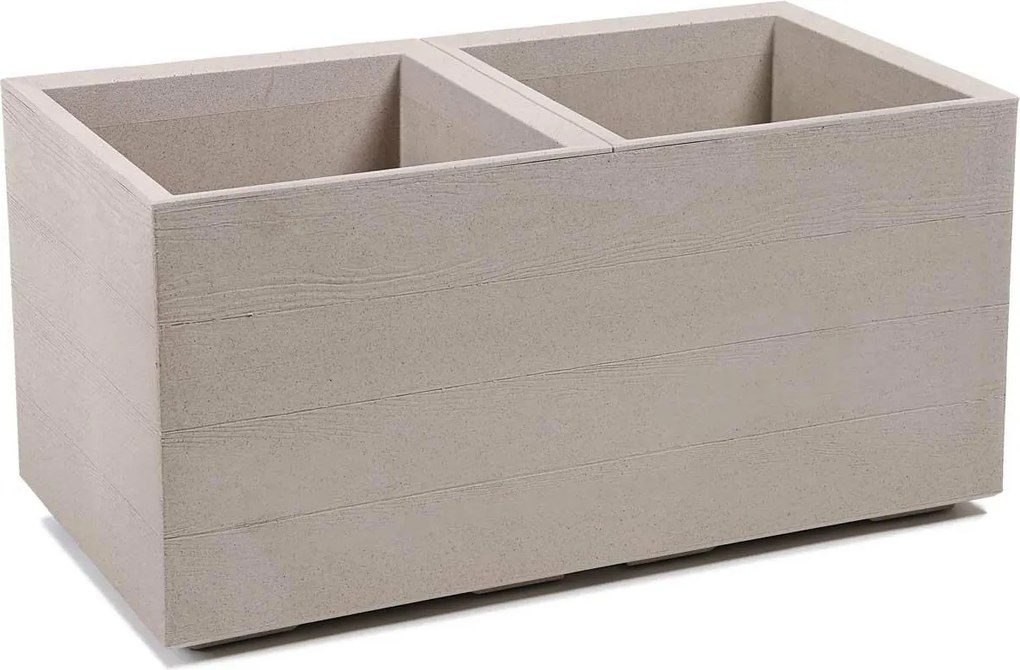 PLASTOVÝ KVETINÁČ NA KOLIESKACH BETONIQUE 39X39X78 CM DREVENÝ DEKOR BÉŽOVÁ