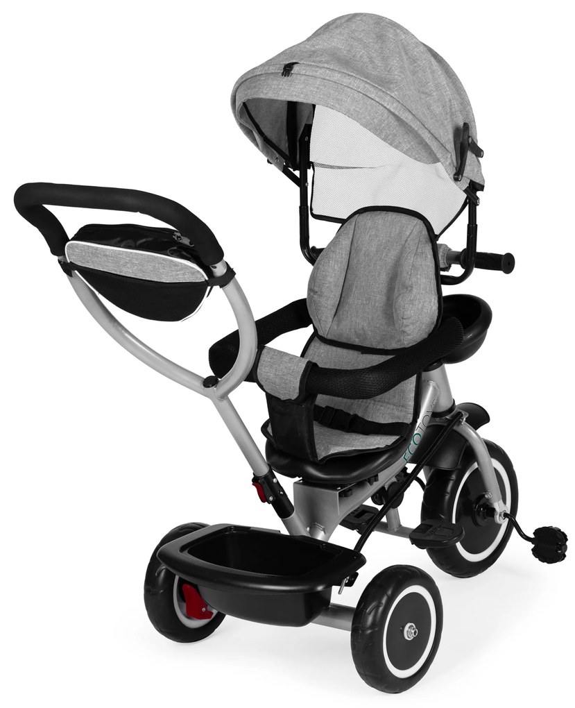 Trojkolka 2v1 otočné sedadlo a skladacia strieška - sivá ECOTOYS