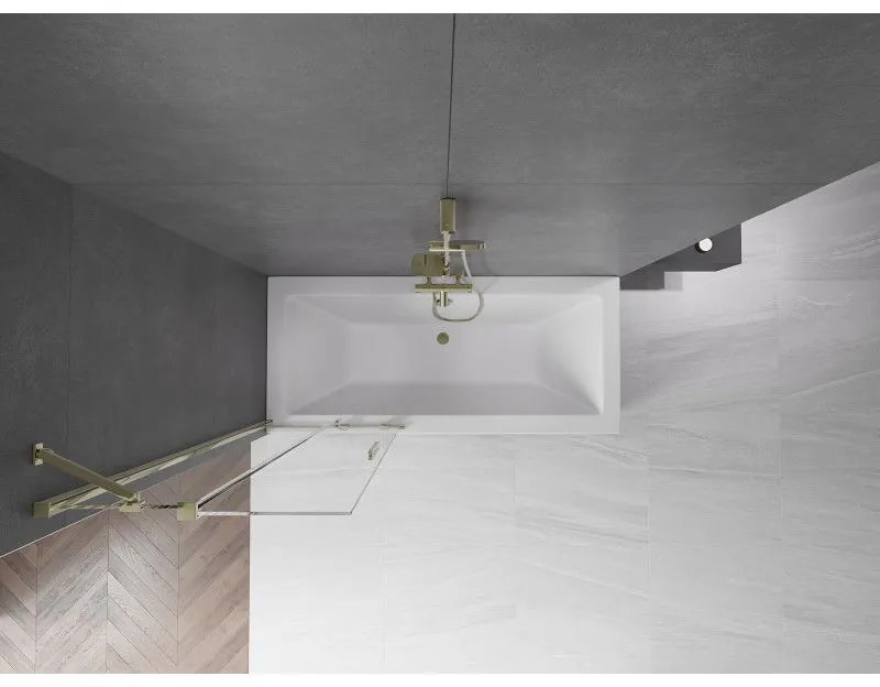 Mexen Velar, 2-krídlová posuvná vaňová zástena 75 x 150 cm, 8mm číre sklo, zlatý lesklý profil, 896-075-000-01-50