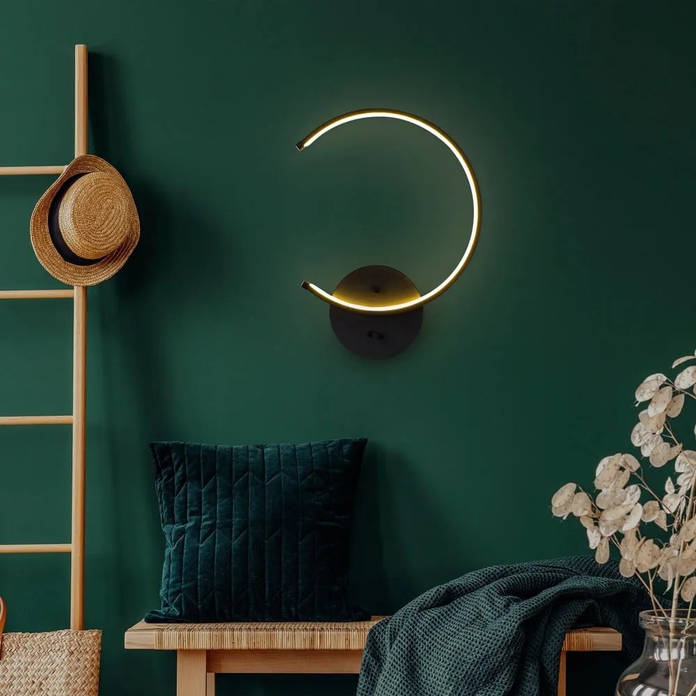 Čierne LED nástenné svietidlo ø 10 cm Moon – Opviq lights