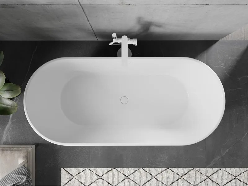 Mexen Flavia, voľne stojaca vaňa 170 x 75 cm, biela, biely prepad, 54031708000-20