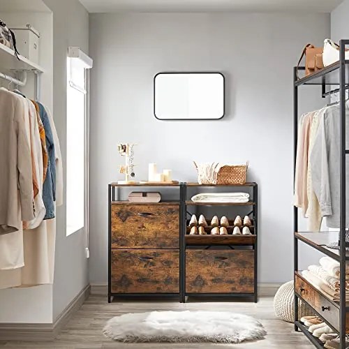 Vyklopný botník, 2 zásuvky, čierna, tmavo-hnedá farba, 95x60x30cm