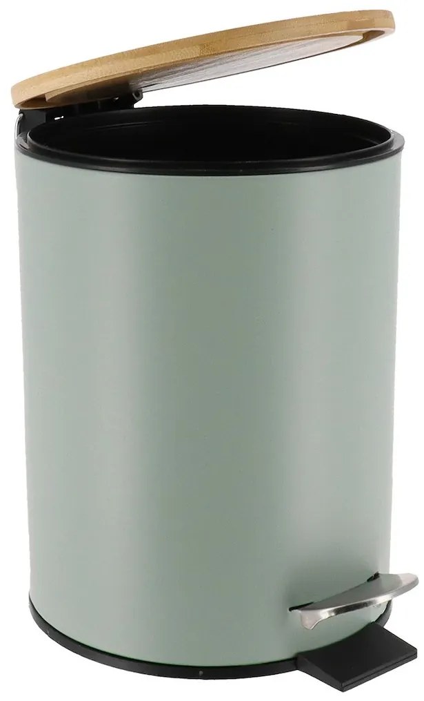 Odpadkový kôš Timeless, zelená/s drevenými prvkami, 2,5 l