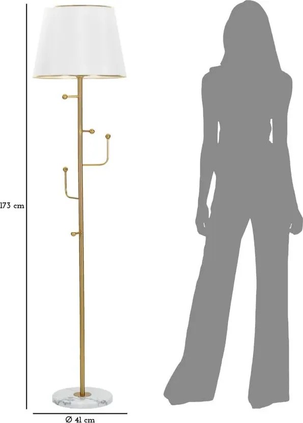 Stojacia lampa Hanger 173 cm zlatá/biela/mramor