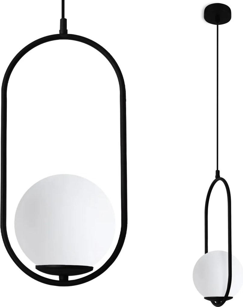 Závesné svietidlo Florence, 1x biele sklenené tienidlo, b, U