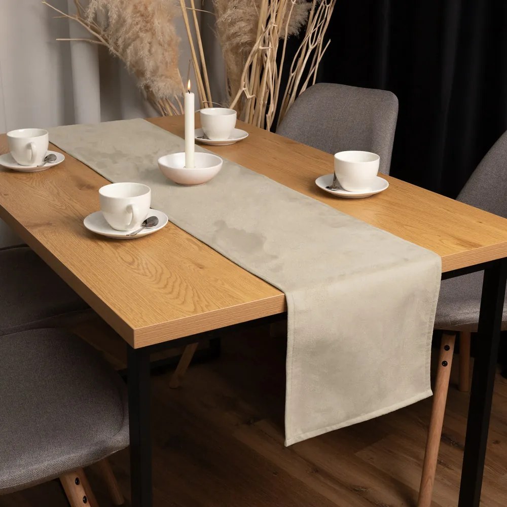 Biante Behúň na stôl/imitácia brúsenej kože Alcantara ALC-007 Krémovo béžový 45x160 cm