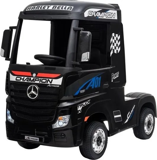 LEAN CARS Elektrické autíčko Mercedes Actros čierne lakované MP4