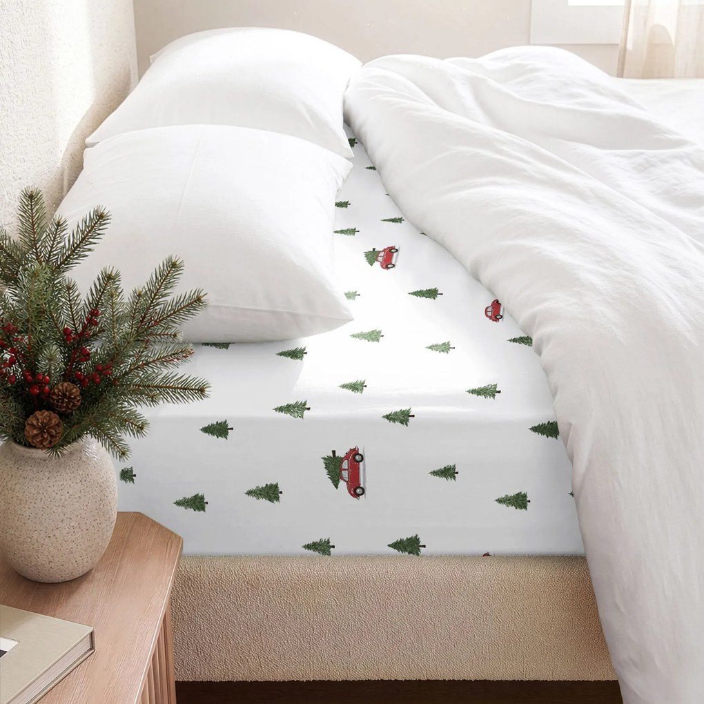 Goldea vianočná bavlnená napínacia plachta - cesta pre stromček 160 x 200 cm