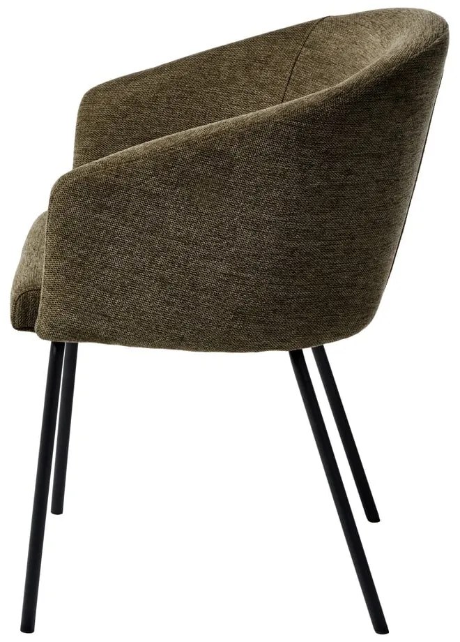 Khaki čalúnené jedálenské kreslo s podrúčkami Easton – Unique Furniture