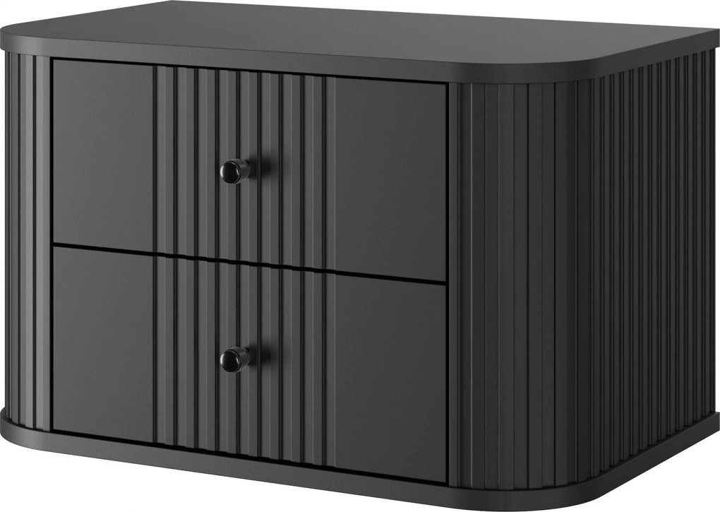 Nočné stolíky na stenu Vesper 56 cm - 2 ks - čierna