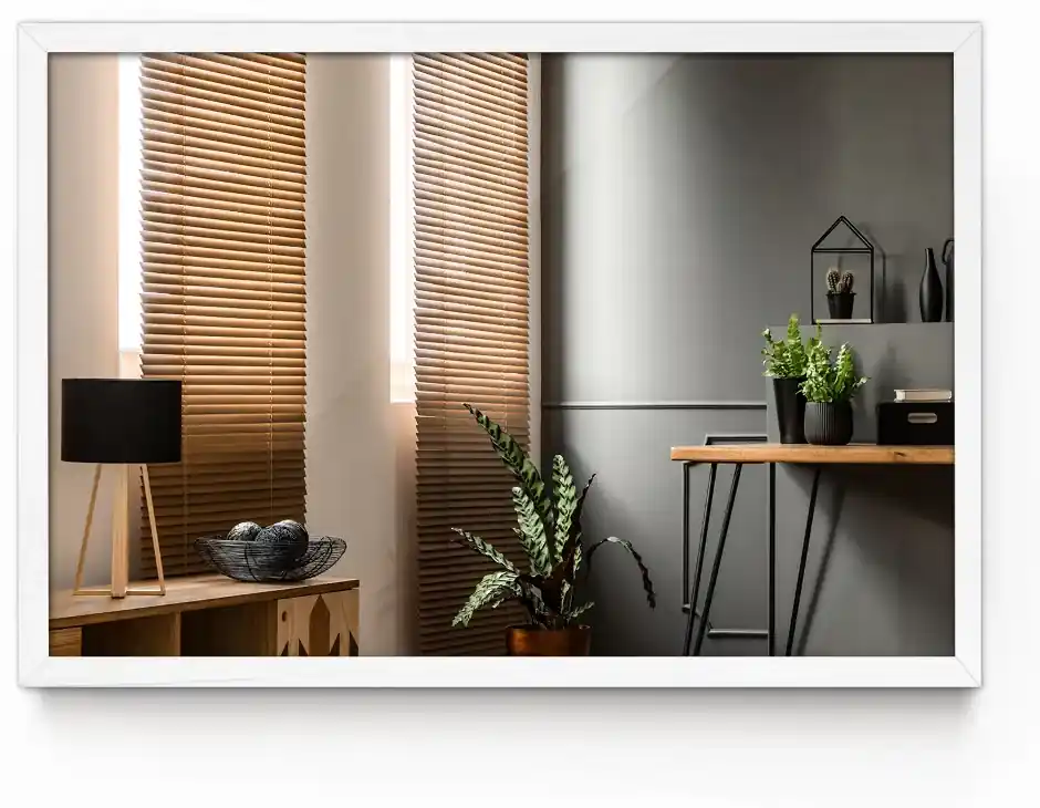 Dizajnové obdĺžnikové obývačkové zrkadlo biely rám MDF 60x40 cm | BIANO