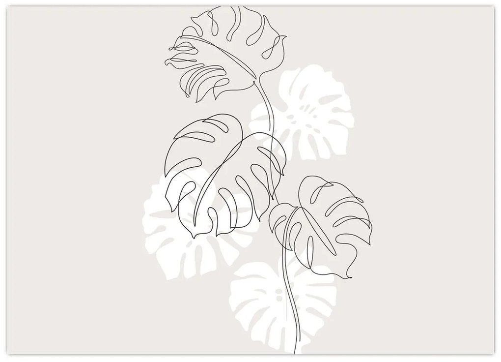 Obraz - Line art monstera N⁰3 (70x50 cm)