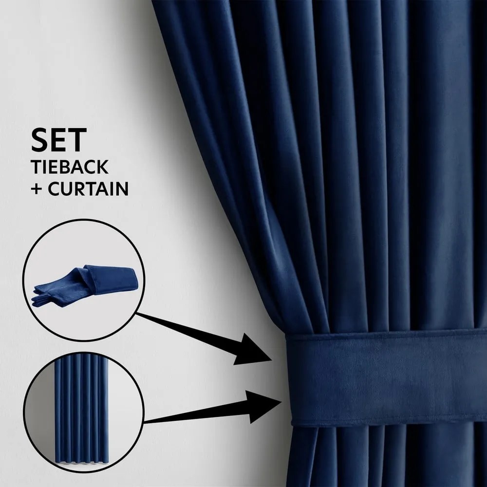Tmavomodrý zamatový dimout záves 140x270 cm Eyelets – Restilo