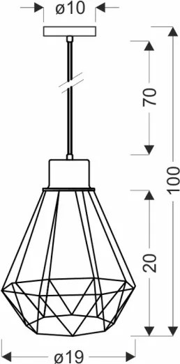 Luster na lanku PRIMO 1xE27/60W/230V čierna/zlatá