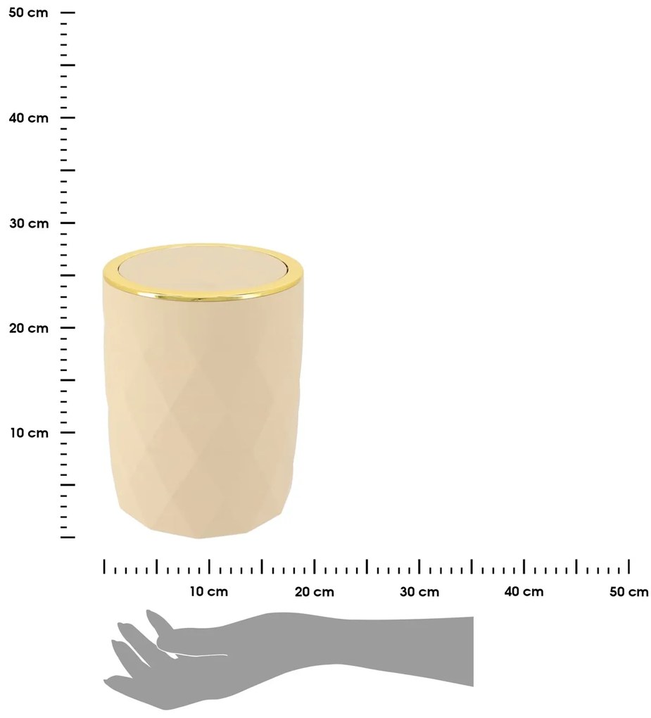 Odpadkový kôš Lorantos, béžová/so zlatými prvkami, 6L