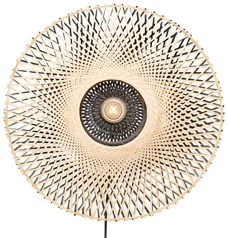Orientálna nástenná lampa bambus 50 cm so zástrčkou - Rina