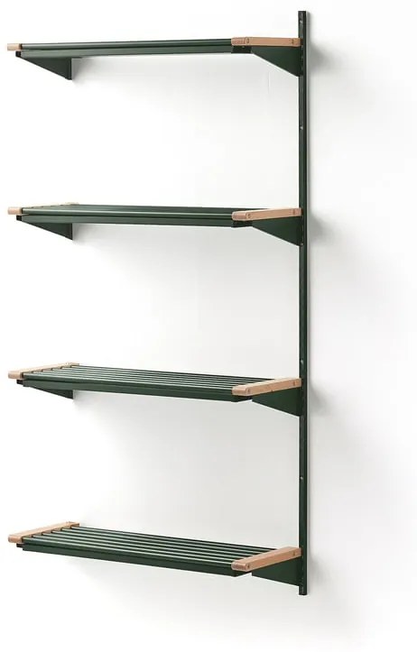 Regál na topánky JEPPE so 4 policami, prídavná sekcia, 1790x900x310 mm, zelená/breza