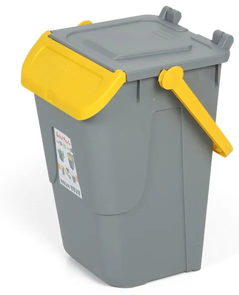 Plastový odpadkový kôš na triedenie odpadu ECOLOGY II, 35 l, sivá/žltá