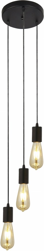 Retro a vintage svietidlo SearchLight 3LT PENDANT BLACK 9663-3BK