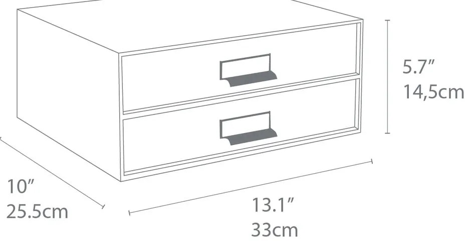 Sivá 2-poschodová zásuvka na dokumenty Bigso Box of Sweden Birger, 33 × 22,5 cm