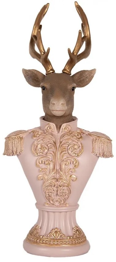 Ružovo-hnedá vianočná dekorácia busta jeleň Deer - 16,14*36 cm