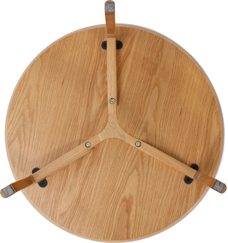 Mazzoni BELLUNO Prírodný jaseň - DREVENÝ KONFERENČNÝ STOLÍK Ø65 cm OKRÚHLY MODERN CLASSIC