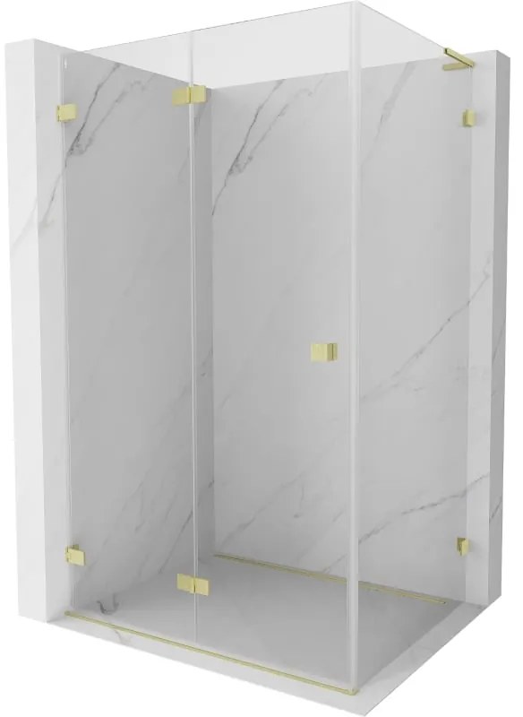 Mexen Lunar-F L, skladací sprchový kút ľavý 85 x 80 cm, 8mm číre sklo, zlatý matný profil, 836L-085-080-55-00-L