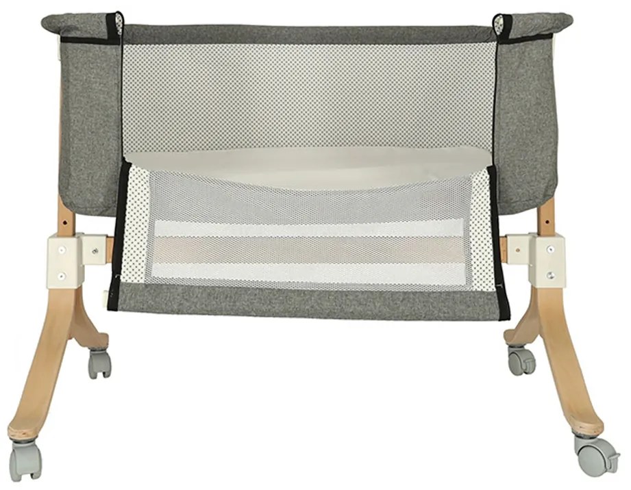 KIK Detská postieľka drevená postieľka na kolieskach sivá