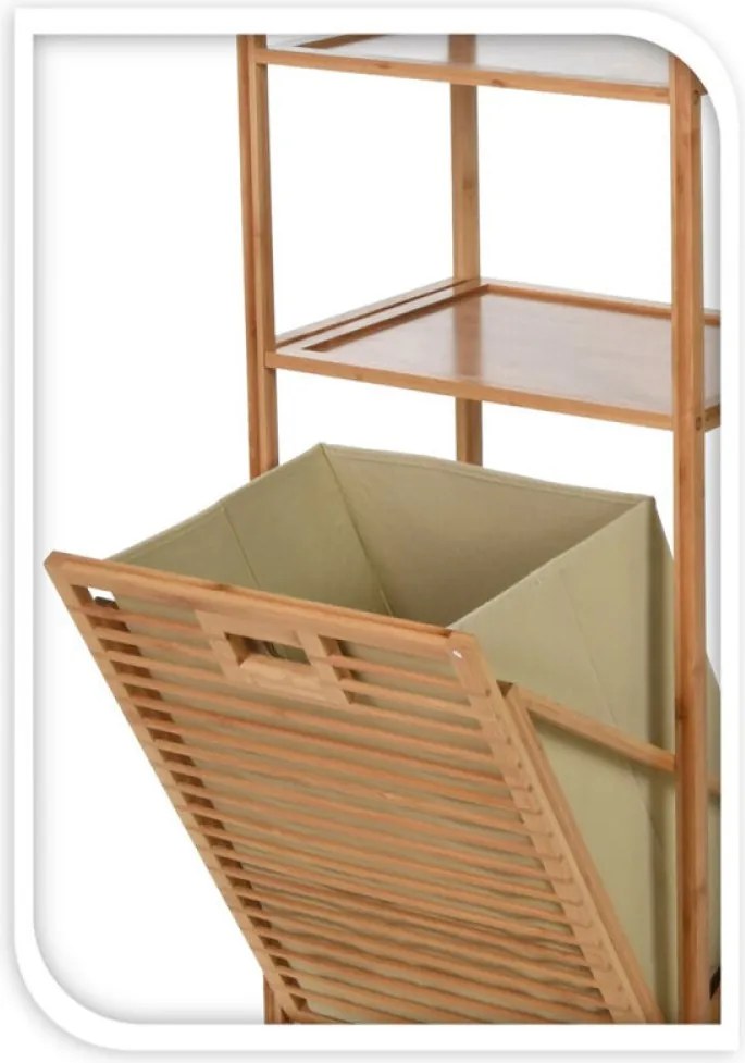 Béžový bambusový kôš na bielizeň HAMPER