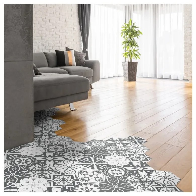 Súprava 10 samolepiek na podlahu Ambiance Hexagons Rosito, 20 × 18 cm