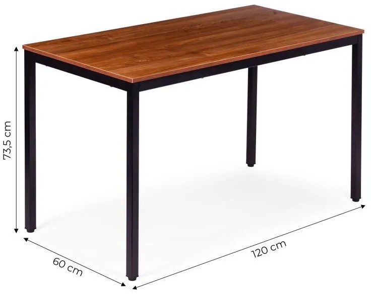 Kuchynský stôl hnedý 120 x 60 cm – univerzálny stôl pre 4–5 osôb