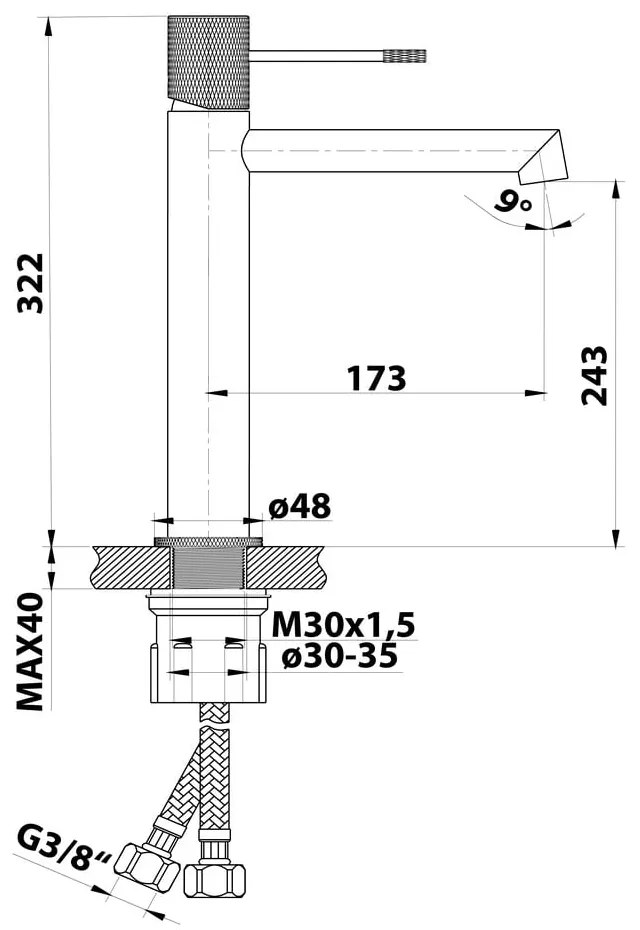 Matne čierna stojančeková umývadlová batéria Solaris – Sapho