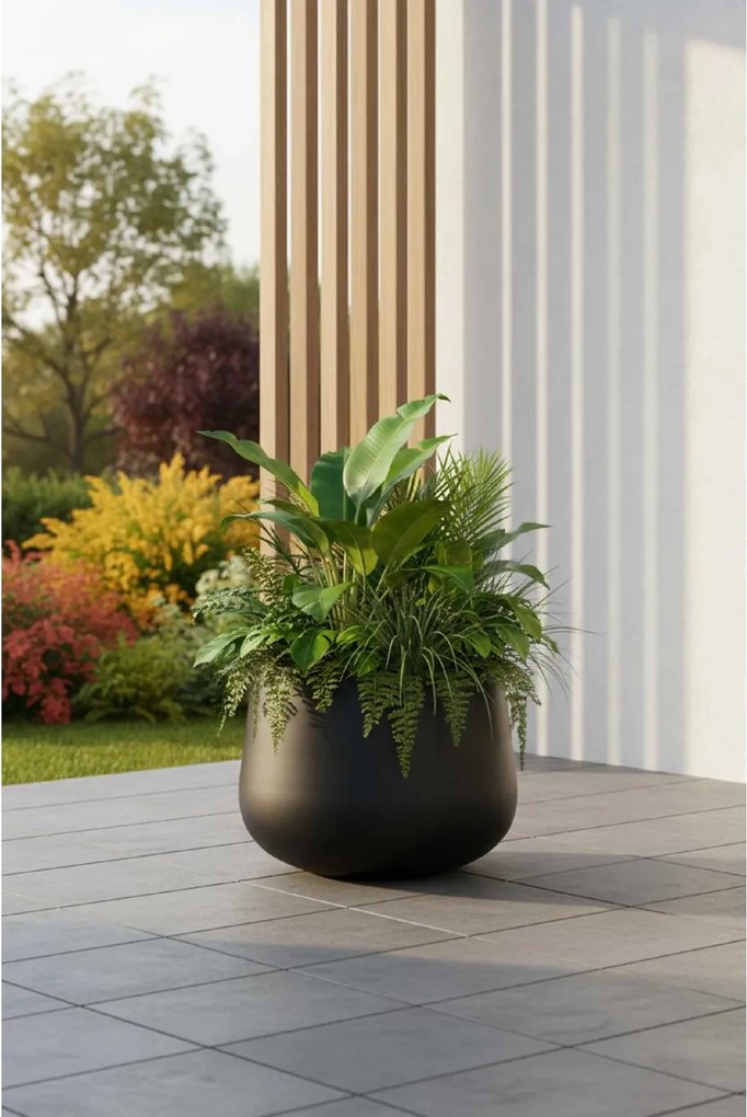 Kvetináč GIRAR, sklolaminát, výška 27 cm, antracit