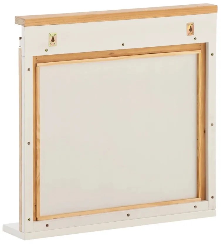furniture-nabytek.cz - Masivní koupelnové zrcadlo Capera z borovice a MDF, lakované, bílé/hnědé – 70x70 cm