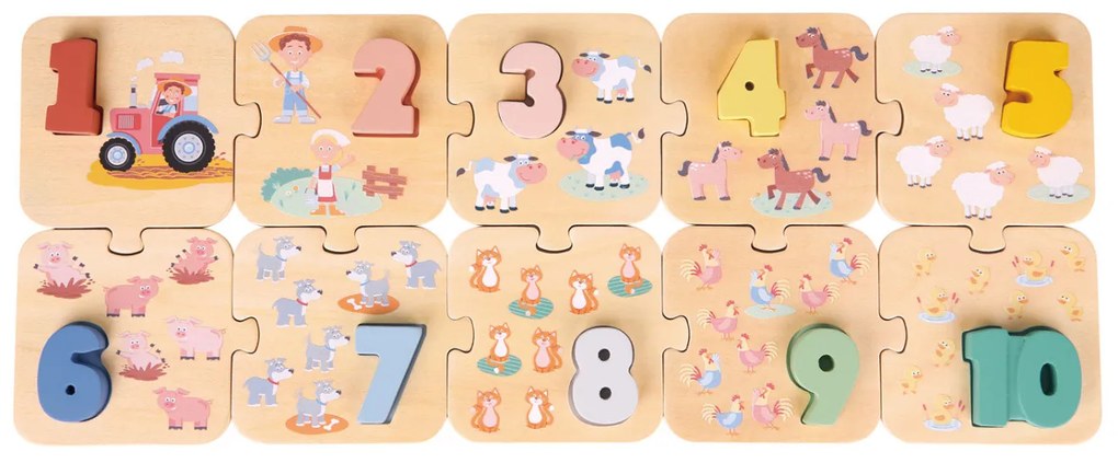 Puzzle - Učíme sa číslice - farma