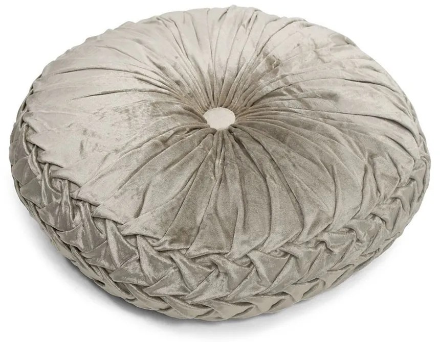 Béžový zamatový okrúhly vankúš Smock - Ø 40 * 15cm