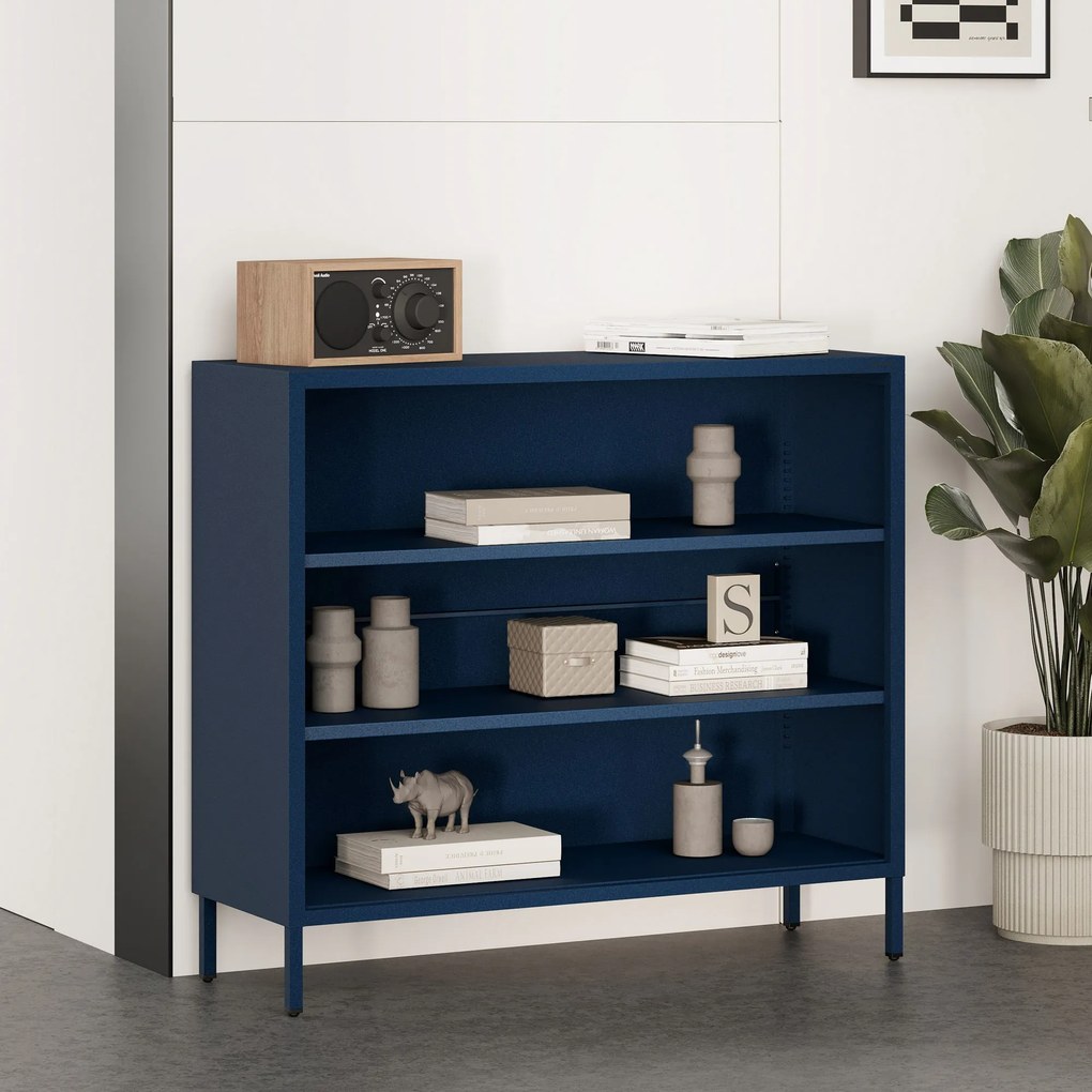 Nízky policový regál LUCA, 1000 x 900 x 350 mm, Modern: tmavomodrá farba